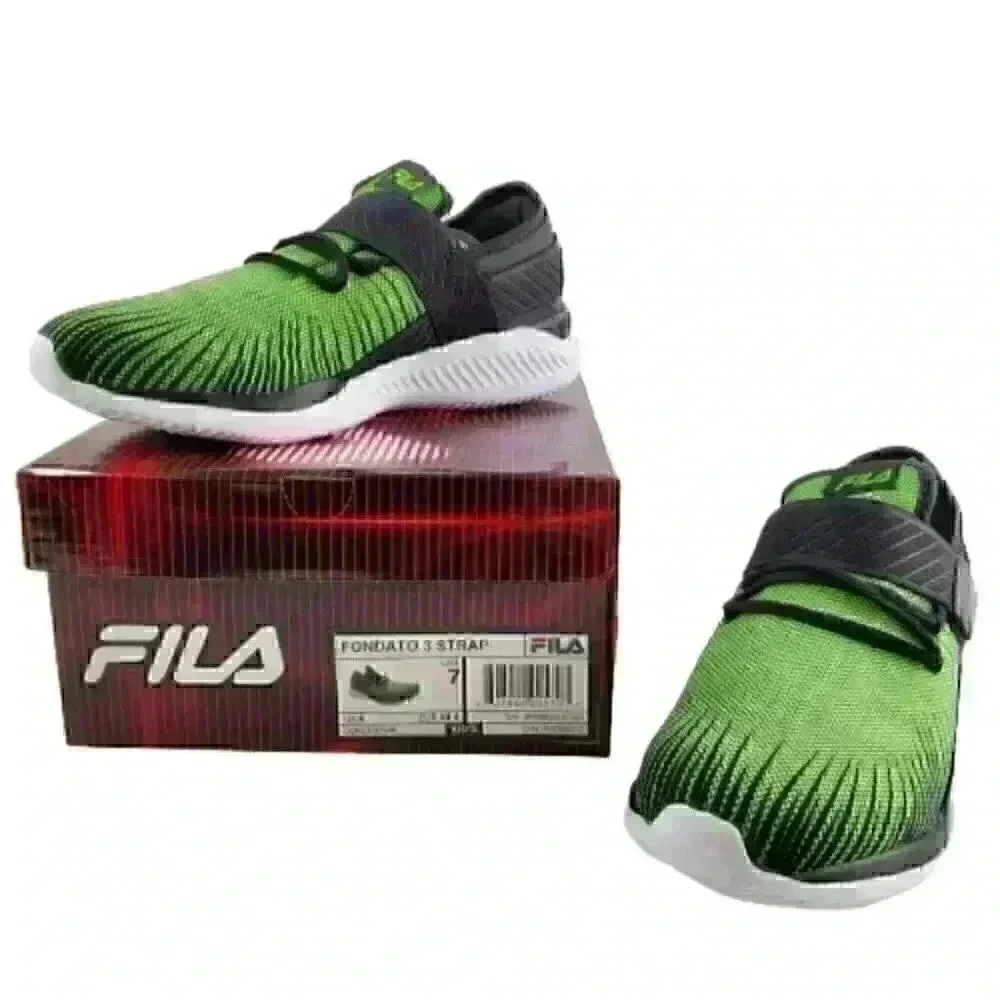 Fila Boys Fondato 3 Strap Sneakers Sz 7 Green Runn - Picture 2 of 10